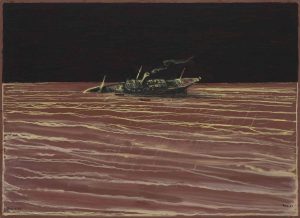 Wreck, Oil on board, 62x85.5cm. Artist: Richard Kenton Webb.